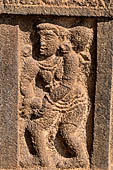 The great Chola temples of Tamil Nadu - The Airavatesvara temple of Darasuram. Detail of the panels of the prakara-wall with scenes of dance. 